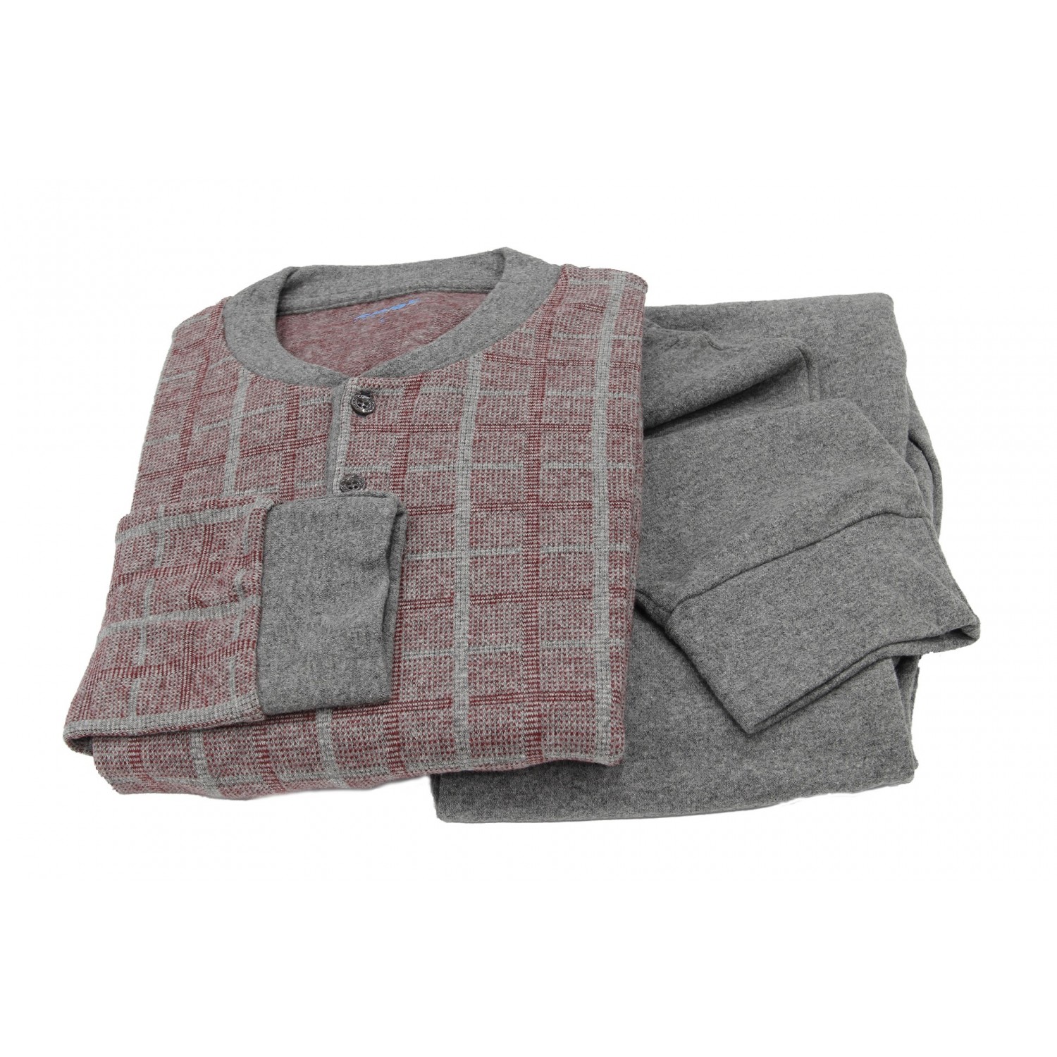 Pigiama da Uomo Invernale in Punto Milano con Motivo Scozzese. Disponibile in piu Colori