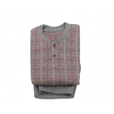 Pigiama da Uomo Invernale in Punto Milano con Motivo Scozzese. Disponibile in più Colori
