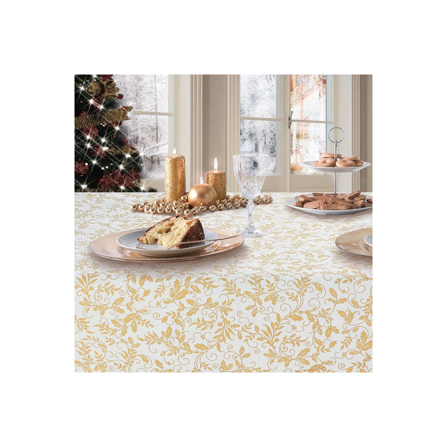 GOLD XMAS TOVAGLIA RETTANGOLARE 150X180