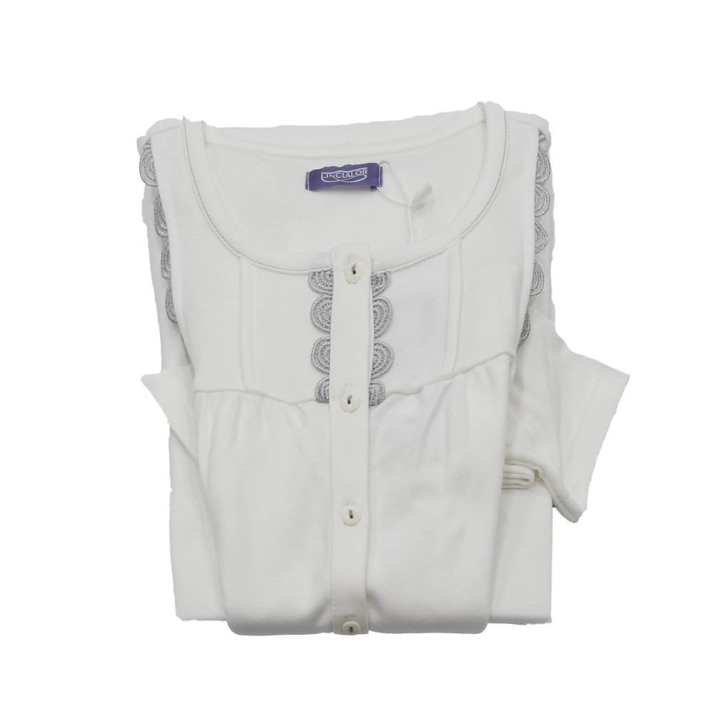 Camicia da Notte a Tinta Unita con Taglio Raglan. Disponibile Fino alla Taglia 60