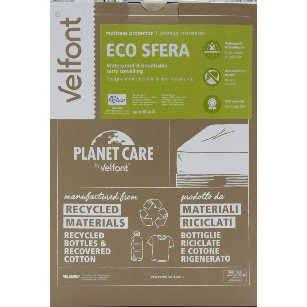 Proteggi Materasso Eco Sfera, in GRS e Cotone Impermeabile e  Iper-Traspirante, a 1 Piazza e Mezza (120x200 cm)