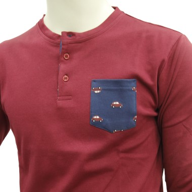 PIGIAMA UOMO 2735 CALDO COTONE POLSINO  BORDO