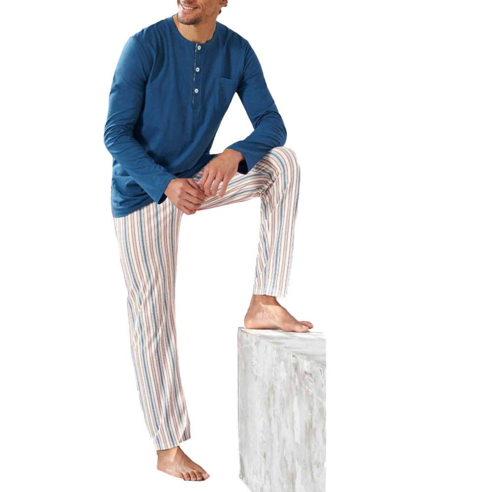 PIGIAMA ESTIVO DA UOMO CON MAGLIA A MANICA LUNGA PIGIAMA ESTIVO DA UOMO CON MAGLIA A MANICA LUNGA