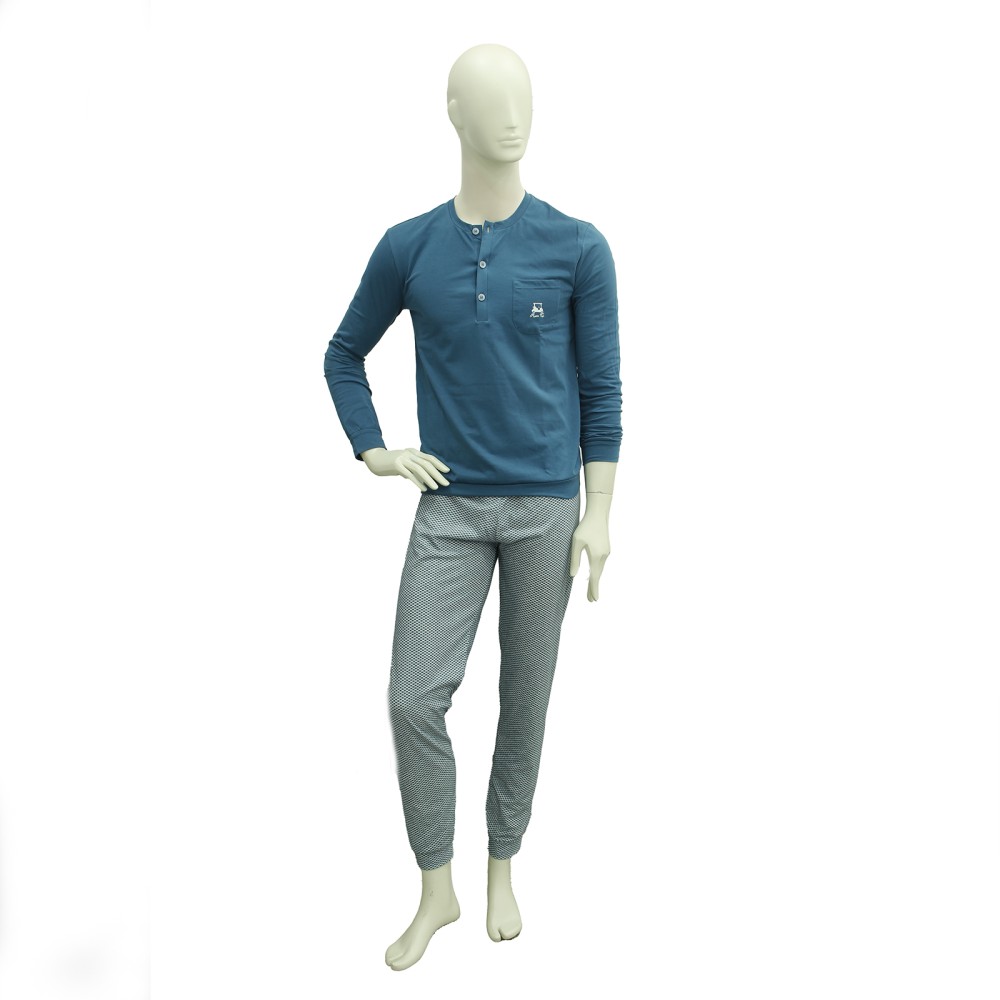 Pigiama Uomo 100% Cotone Jersey - Comodo, Morbido, Manica Lunga, Made In Italy, Taglie Plus - Foto 2