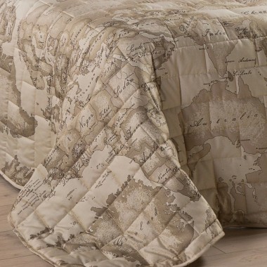 GEO SAFARI COPRILETTO TRAPUNTATO IN RASO DI COTONE 1A CLASSE HOME COLLECTION