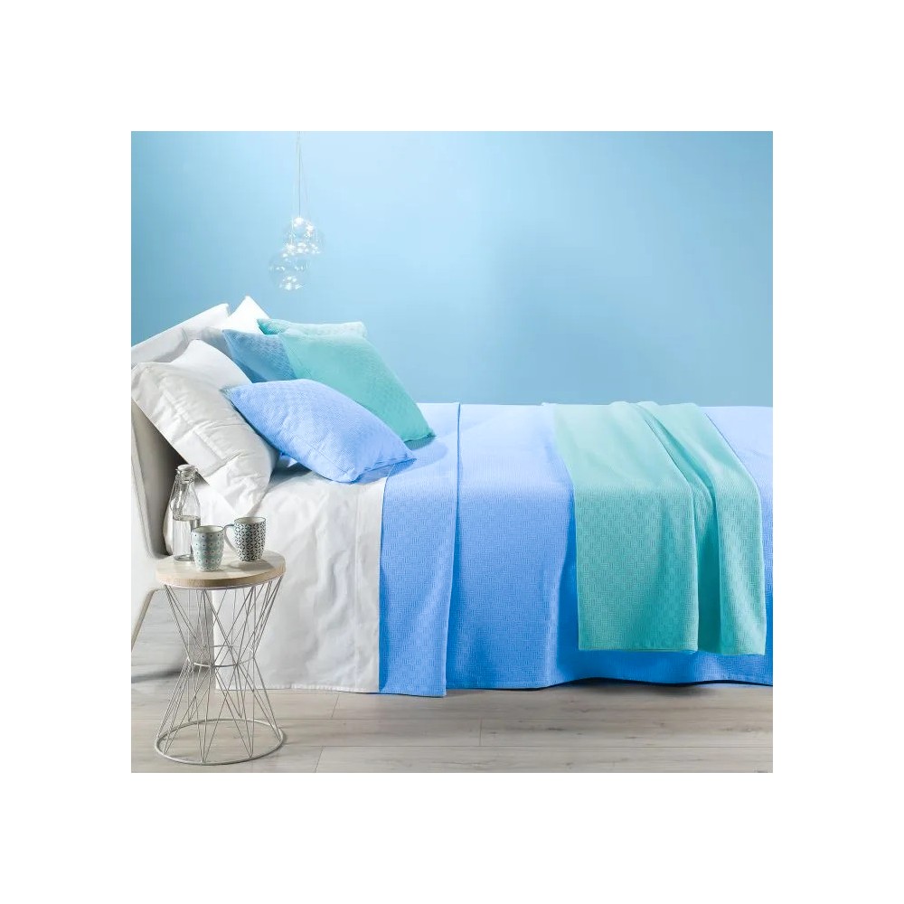 Copriletto Estivo Caleffi Rodeo In Puro Cotone Piquet - Leggero, Fresco, Modello Bluette, Misura 260x260 Cm