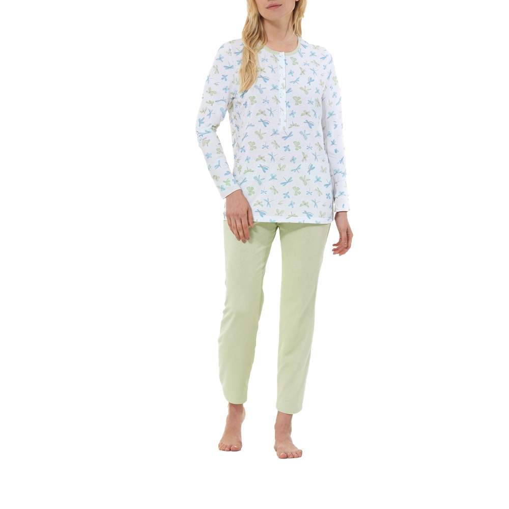 Pigiama Donna Manica Lunga con Pantaloni Lunghi. Disponibile nel Colore Azzurro e Fino alla Taglia 60 Pigiama Donna Manica Lunga con Pantaloni Lunghi. Disponibile nel Colore Azzurro e Fino alla Taglia 60