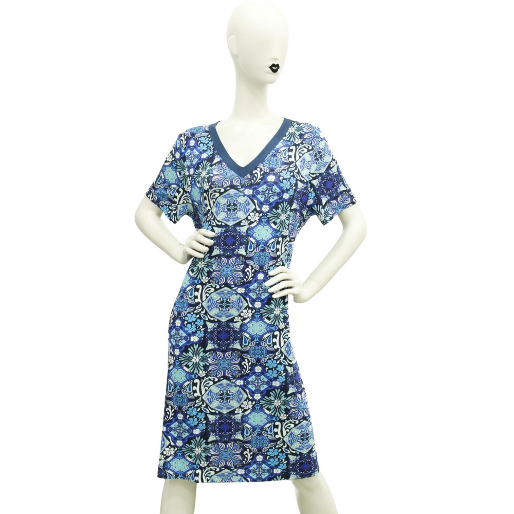 Abitino Mare da Donna Mezza Manica Curvy Colore Blu Abitino Mare da Donna Mezza Manica Curvy Colore Blu