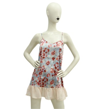 Camicia da Notte a Bretelline con Volant di Tulle