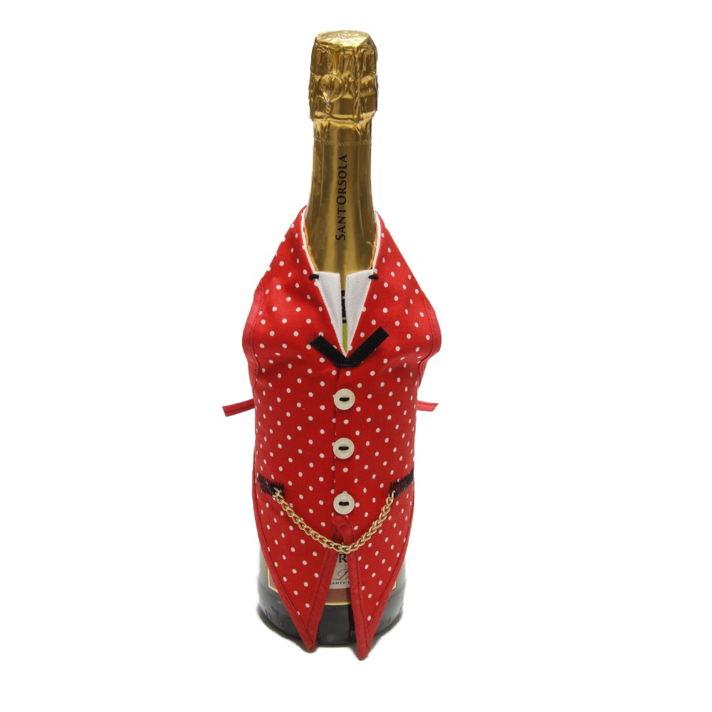 Copribottiglia Decorativo Frac Rosso a Pois Copribottiglia Decorativo Frac Rosso a Pois