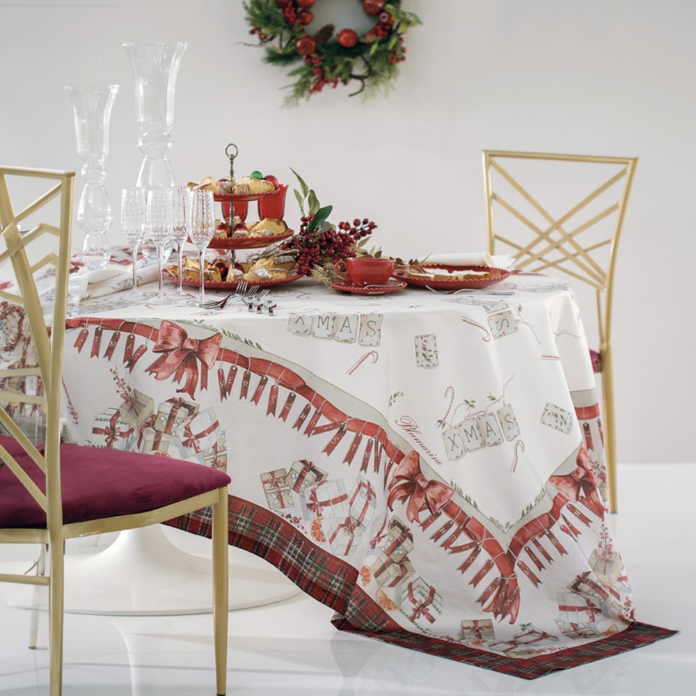 Festa Tovaglia Natalizia Blumarine con Trattamento Antimacchia per 12