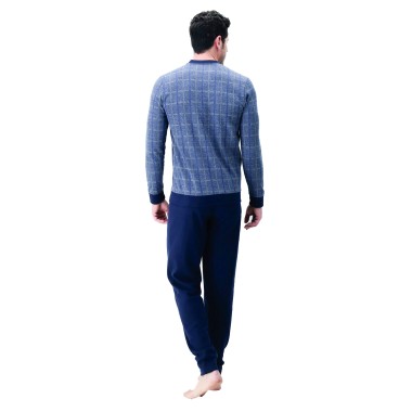 Pigiama da Uomo Invernale in Punto Milano con Motivo Scozzese. Disponibile in più Colori