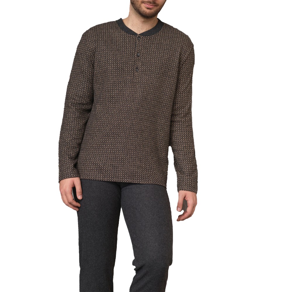 Pigiama Serafino in Punto Milano Jacquard - Pigiama Serafino in Punto Milano Jacquard -