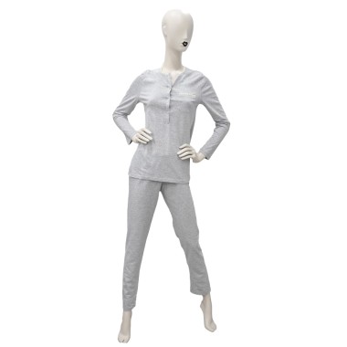 Pigiama Estivo da Donna in Cotone con Maglia e Pantaloni Lunghi