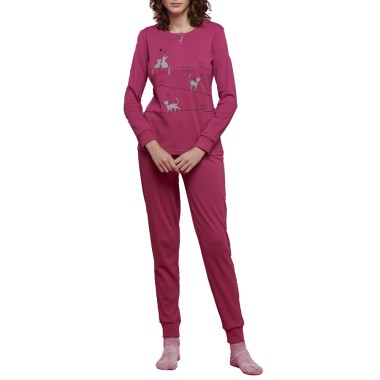 Pigiama da Donna Love Cat in Caldo Cotone con Scollo a Serafino - Disponibile in Due Colori