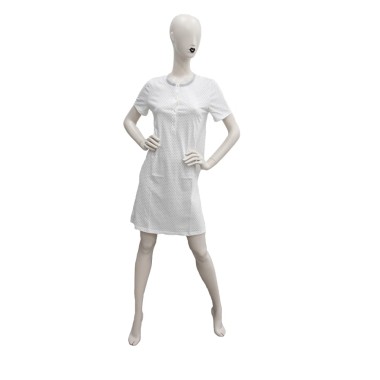 Camicia da Notte in Jersey a Mezza Manica con Soffietto Posteriore. Disponibile nel colore panna