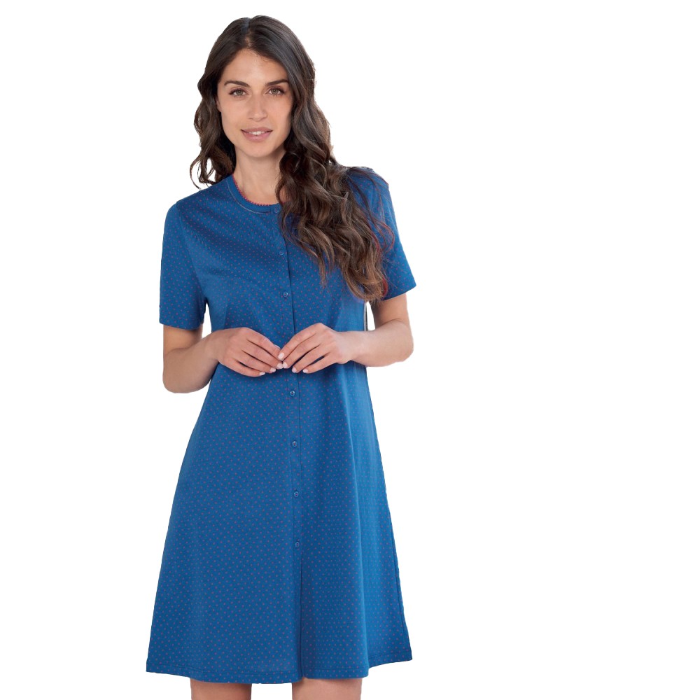 Camicia da Notte in Jersey a Mezza Manica con Soffietto Posteriore. Disponibile nel colore panna