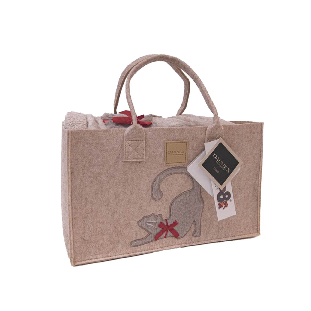 Micio, Plaid Morbidotto con Borsa in Feltro