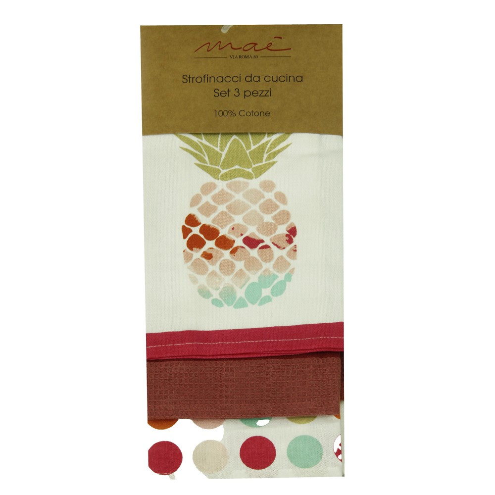 Ananas set strofinacci 3 pezzi