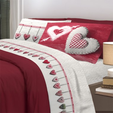 Cuori  completo letto cotone