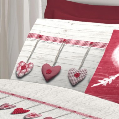 Cuori  completo letto cotone