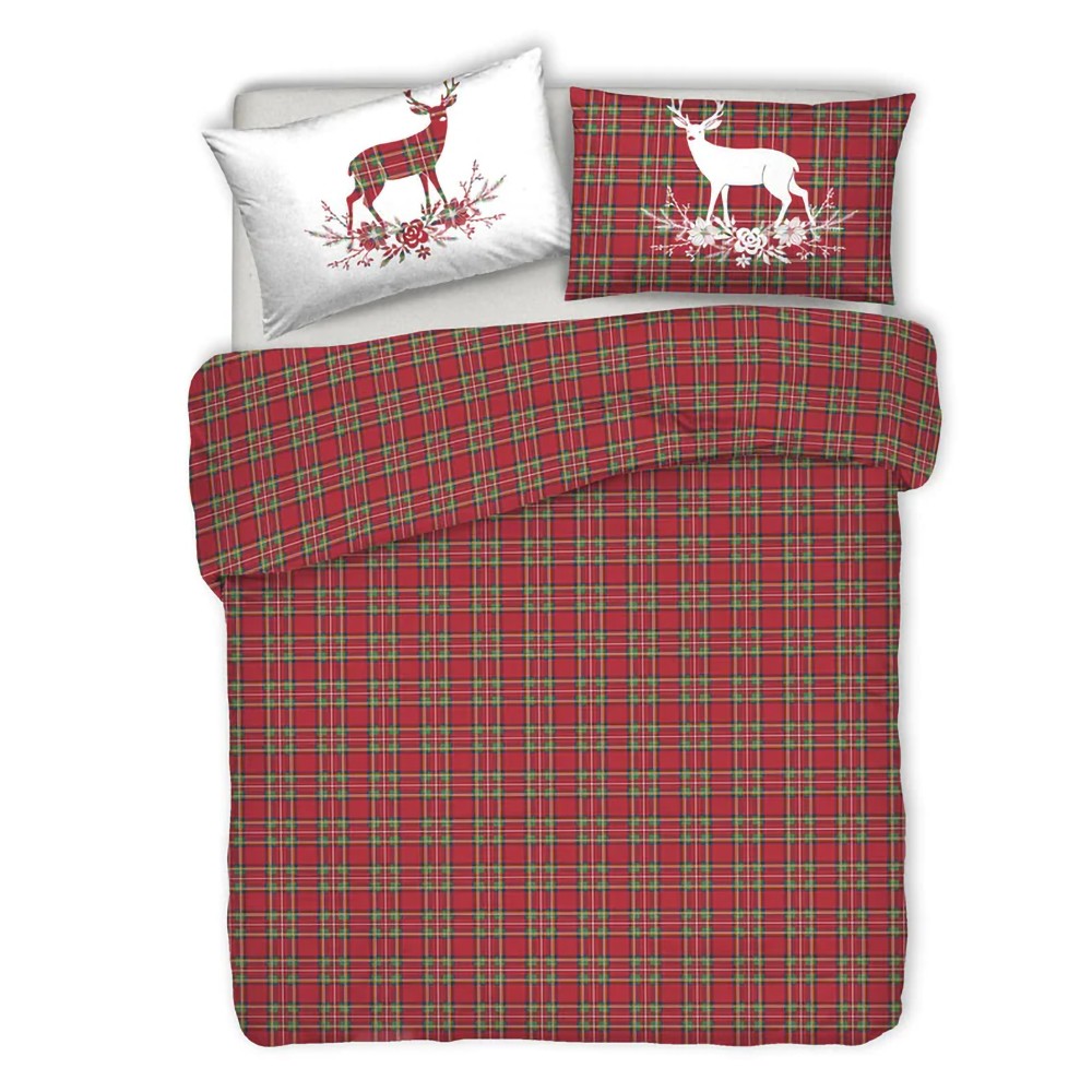 Tartan Cervo parure cotone copripiumino