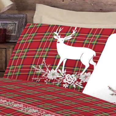 Tartan Cervo parure cotone copripiumino